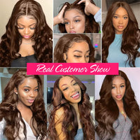 Chocolate Brown Body Wave Wig — 100% Human Hair