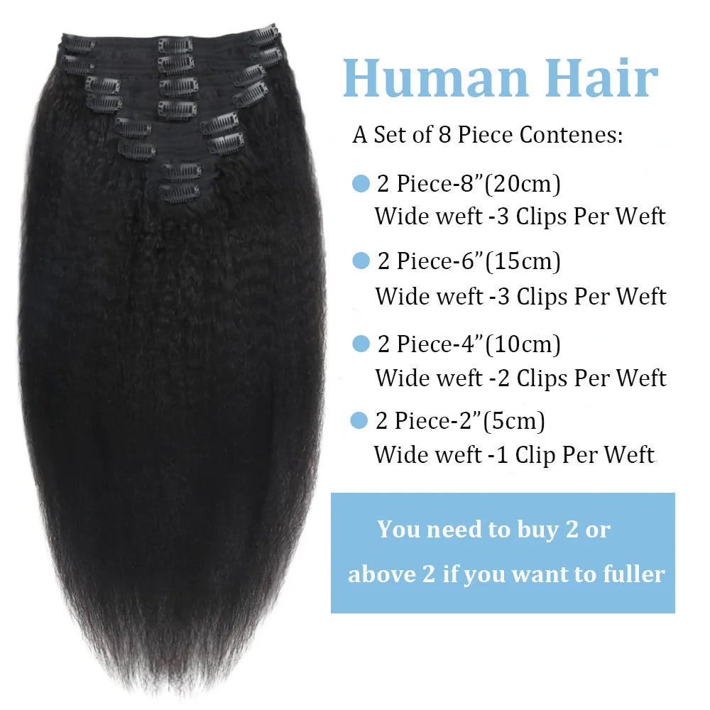 Kinky Straight Clip-In Extensions — 8 Piece
