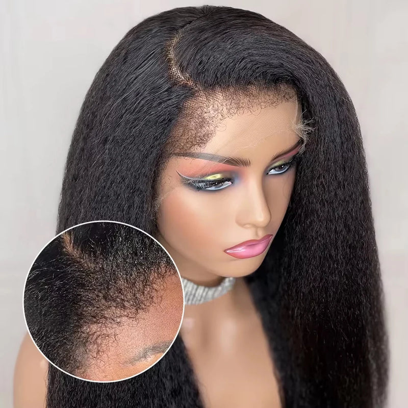 Kinky Straight Lace Front Wig — 100% Human Hair
