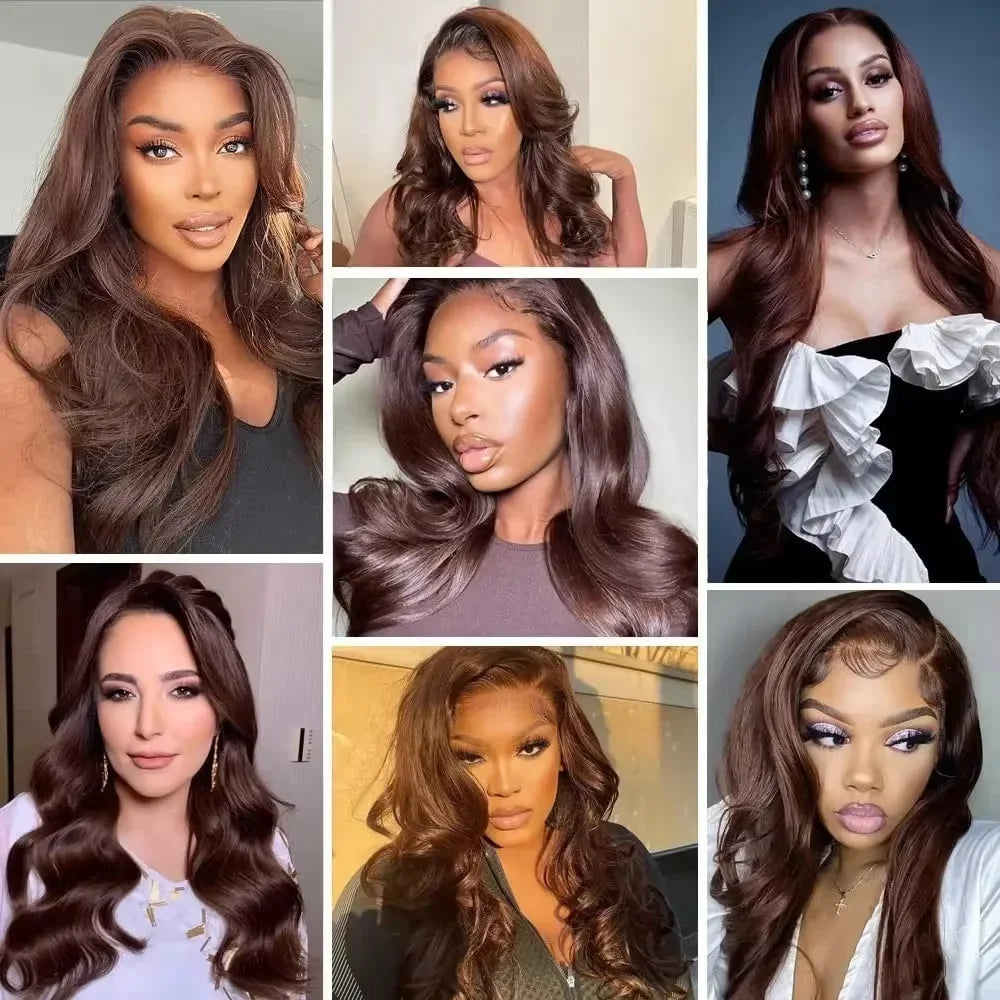 Chocolate Brown Body Wave Wig — 200% Density