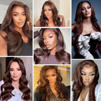 Chocolate Brown Body Wave Wig — 200% Density
