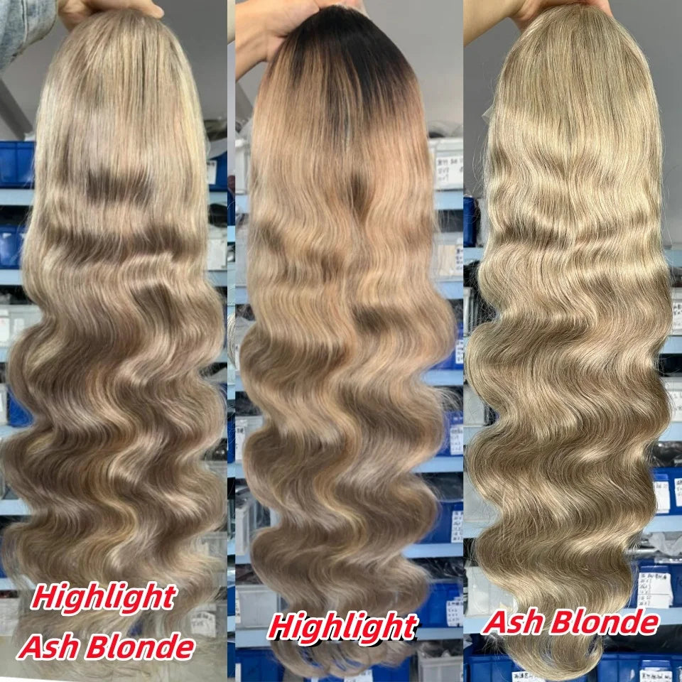 Ash Blonde Highlight Body Wave Wig