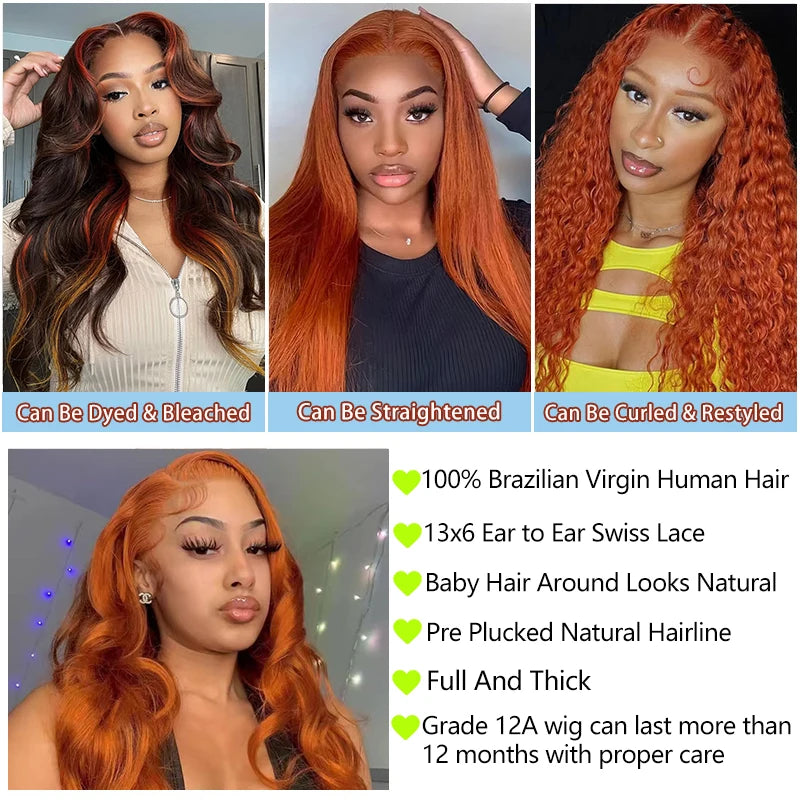 Ginger Orange Body Wave Wig — 200% Density