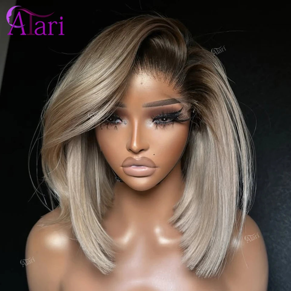 Ash Blonde Bob Wig — 100% Human Hair
