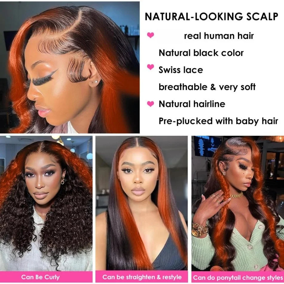 Ginger Highlight Body Wave Wig — 250% Density