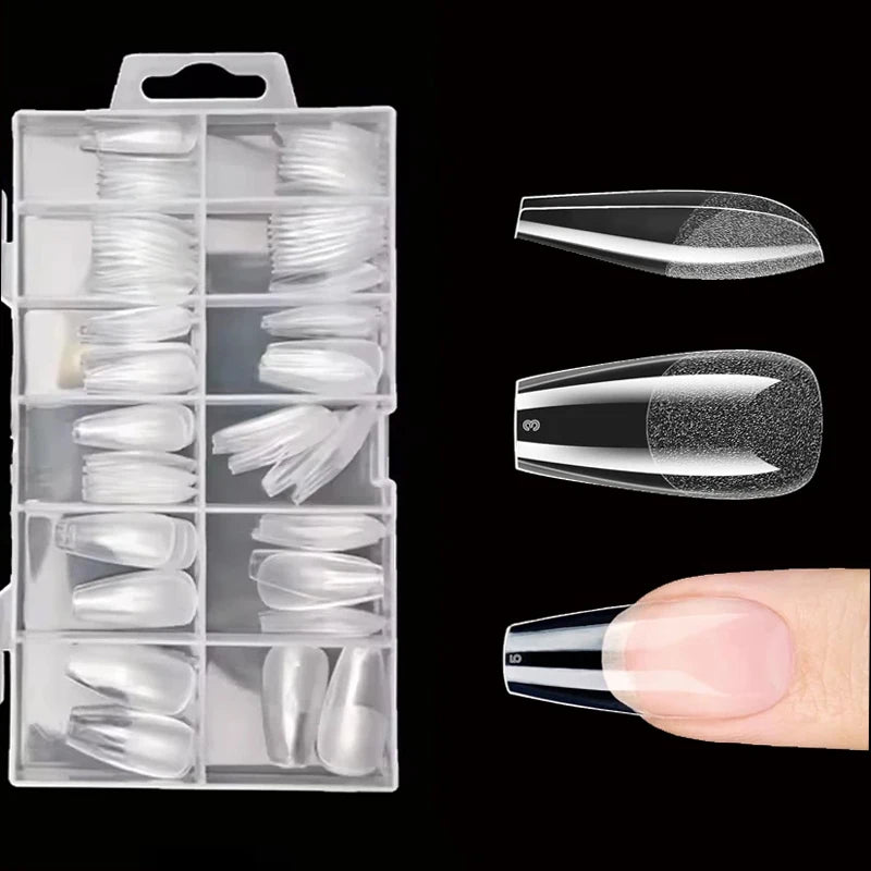 Clear Coffin Gel Nail Tips — 240 Piece