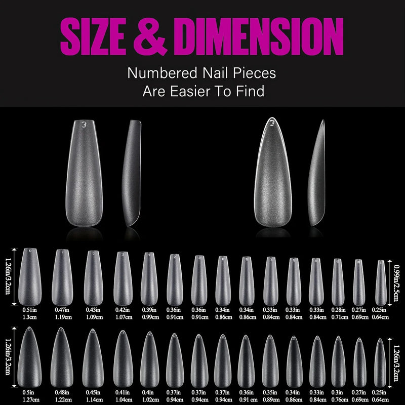 Matte Coffin & Stiletto Tips — 240 Piece
