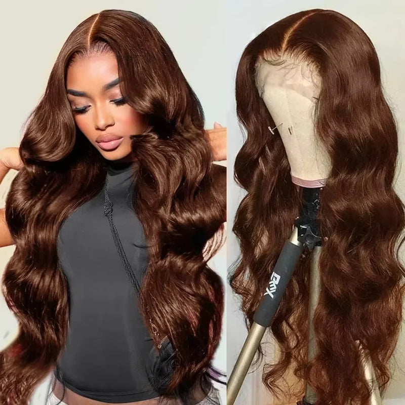 Chocolate Brown Body Wave Wig — 200% Density