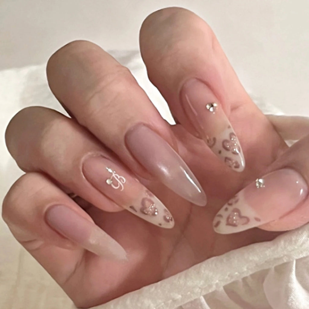 Long Stiletto Press-On Nails — Pink