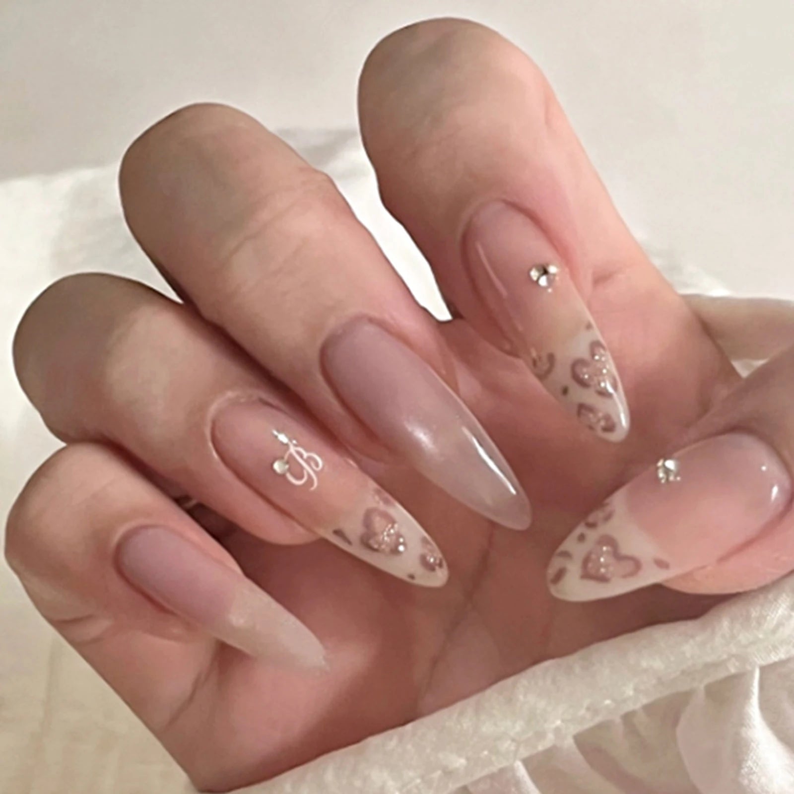 Long Stiletto Press-On Nails — Pink