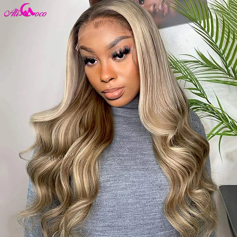 Ash Blonde Highlight Body Wave Wig