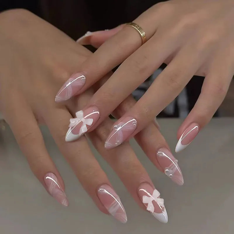Long Stiletto Press-On Nails — Pink