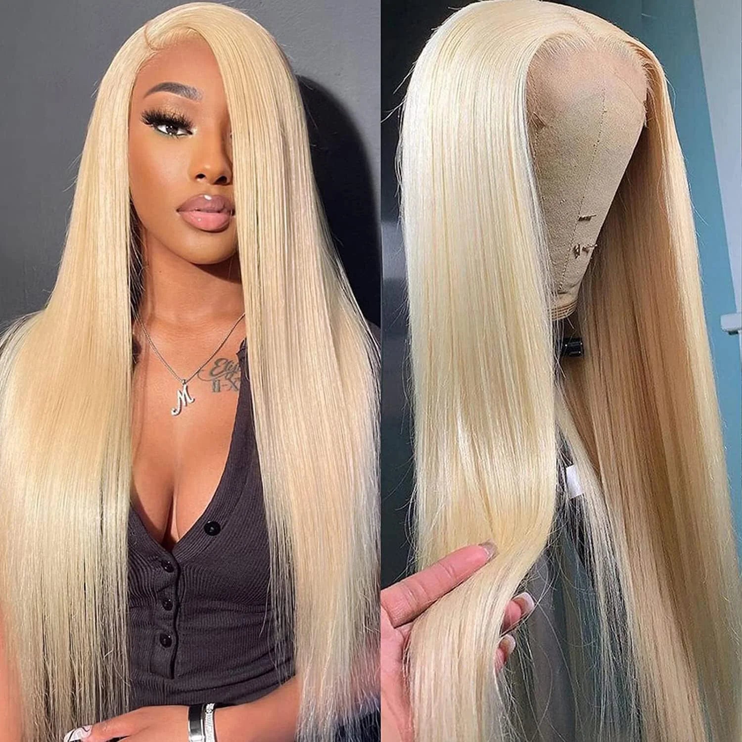 613 Blonde Straight Lace Front Wig — 100% Human Hair