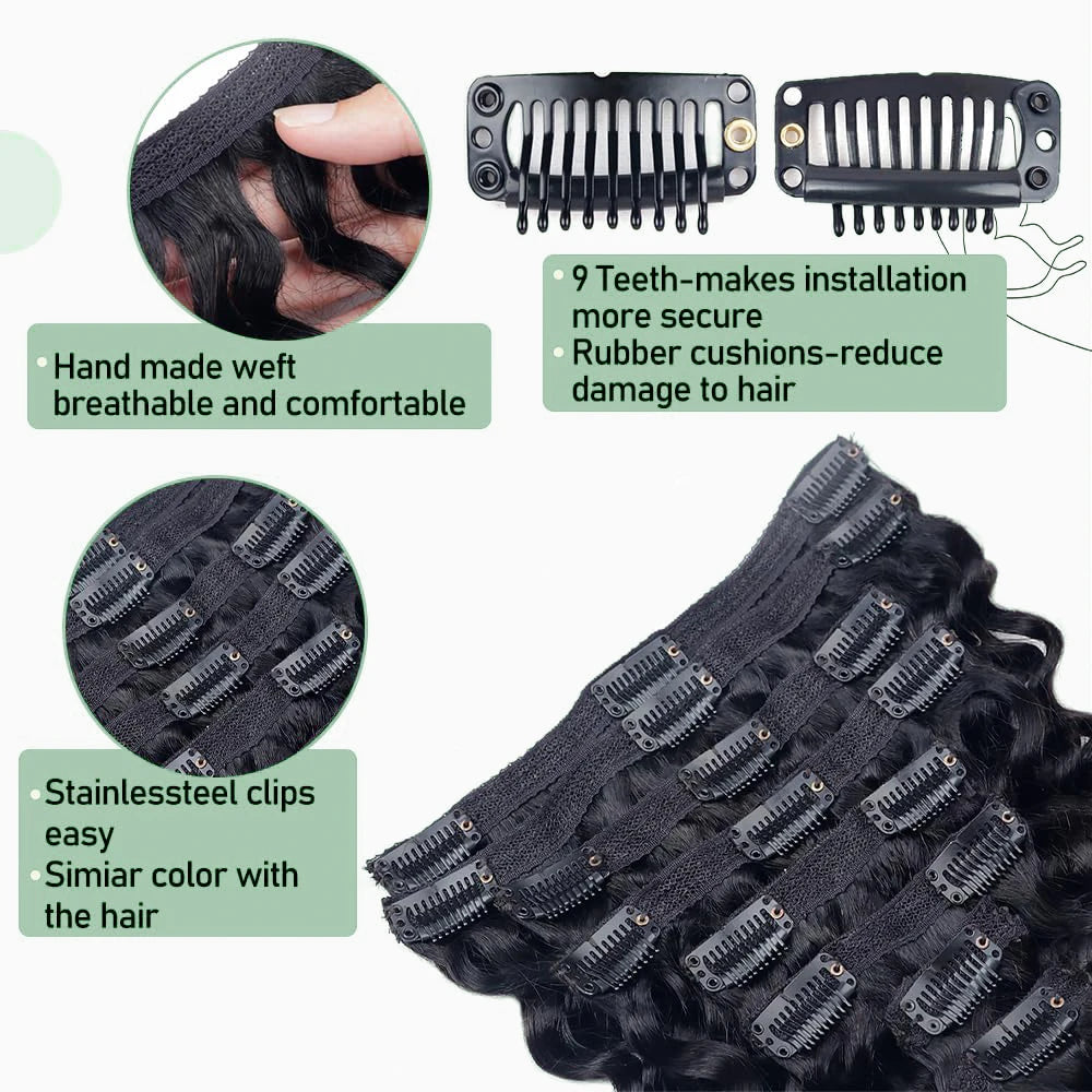 Deep Wave Clip-In Extensions — 8 Piece Set