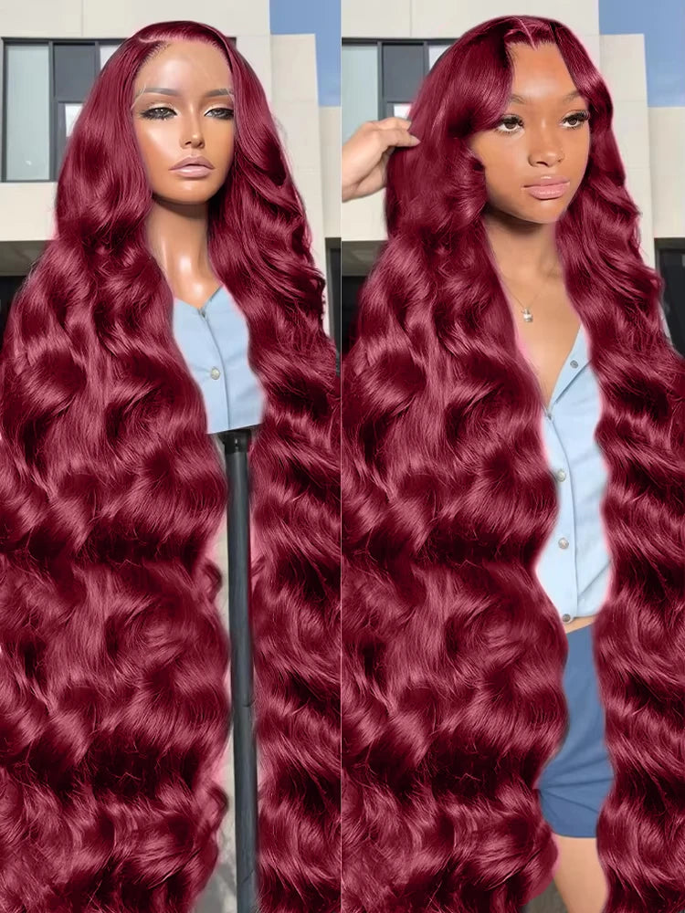 Burgundy 99J Body Wave Wig — 200% Density