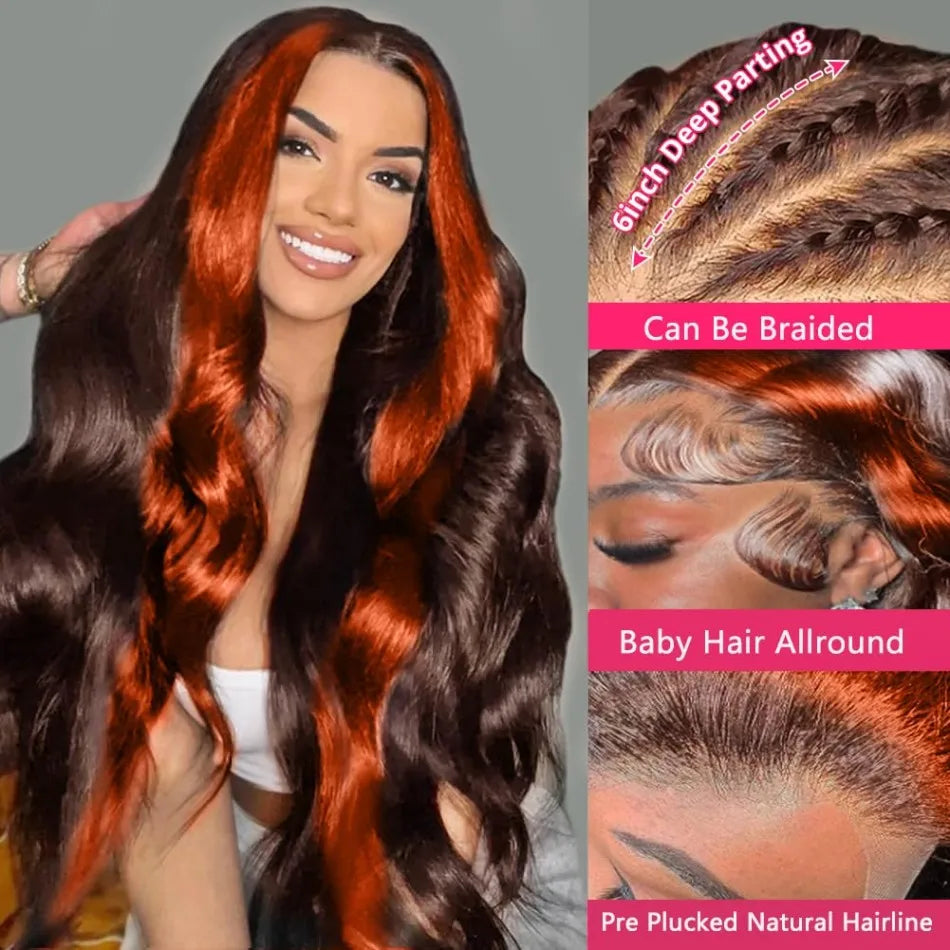 Ginger Highlight Body Wave Wig — 250% Density