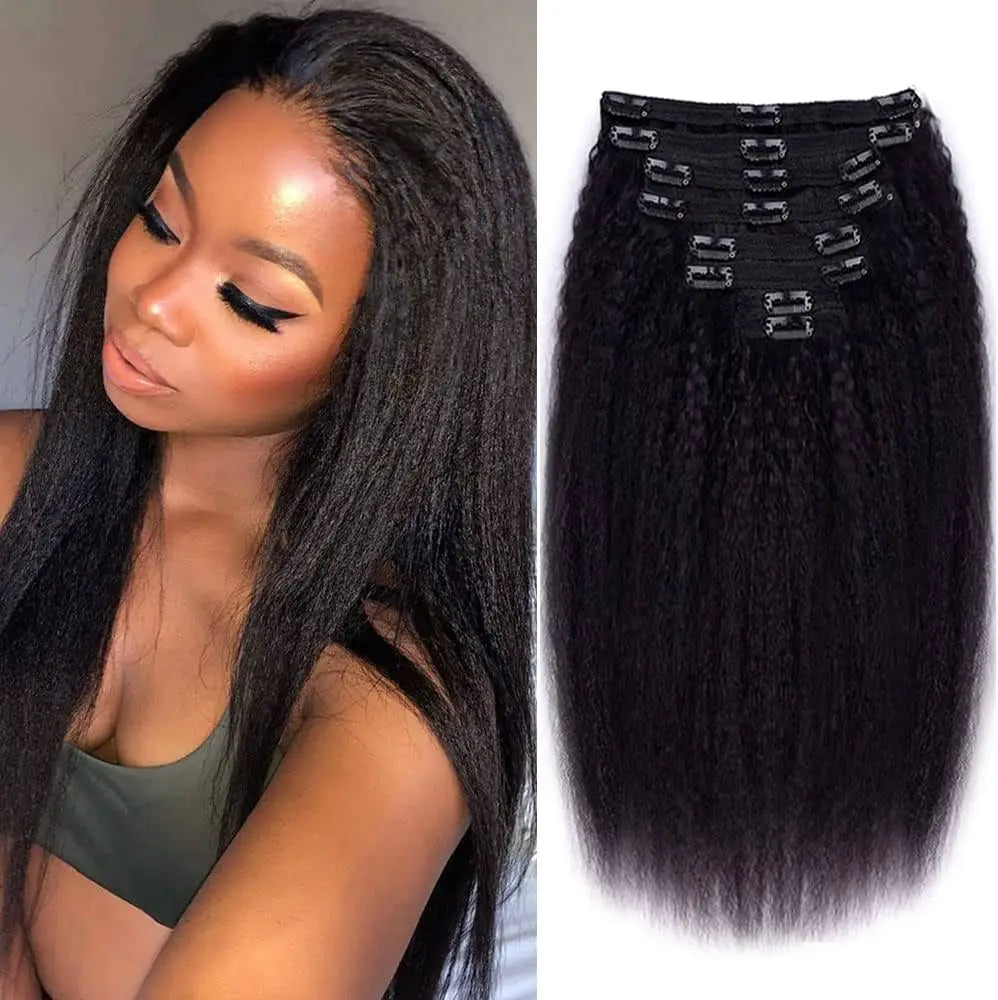 Kinky Straight Clip-In Extensions — 8 Piece