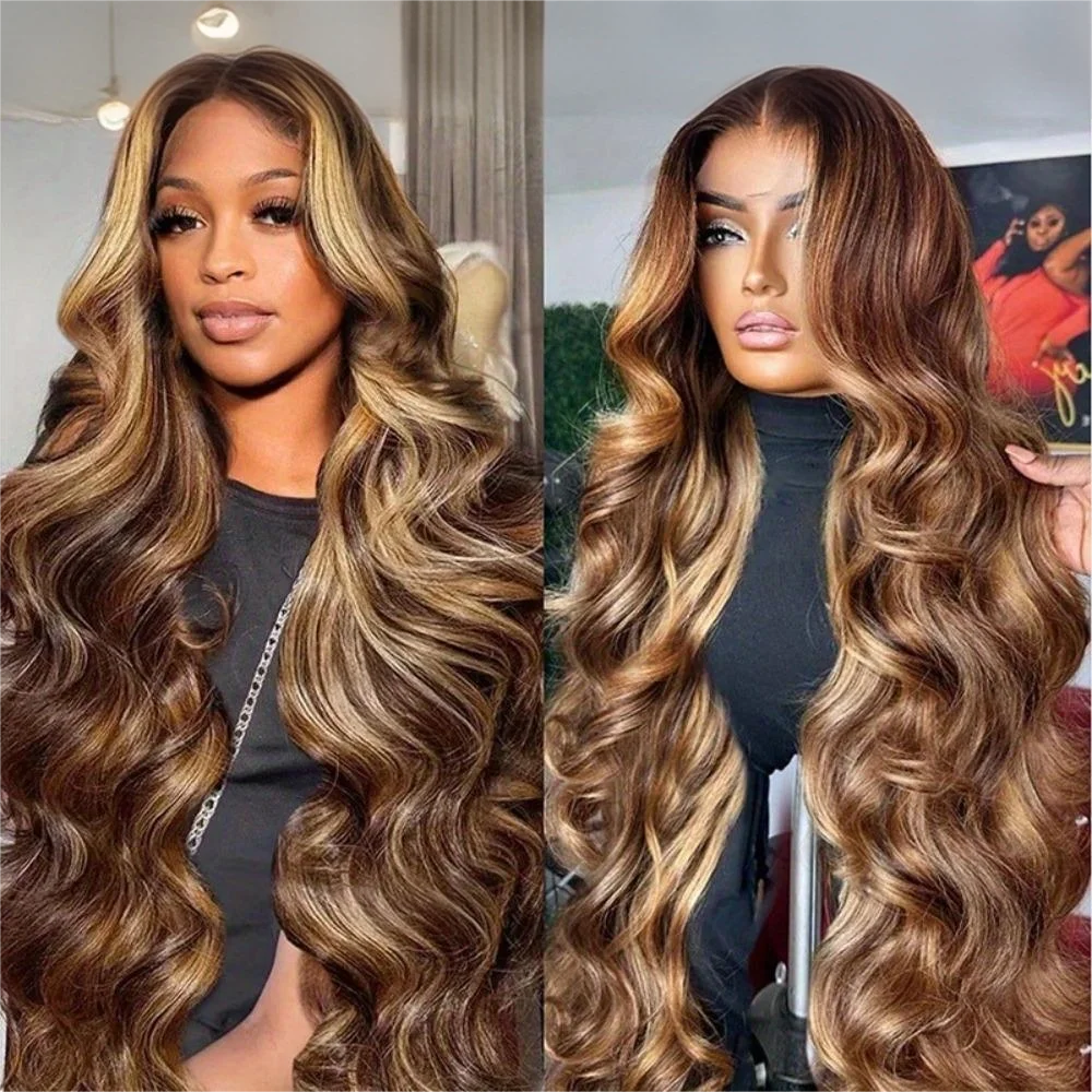 Honey Blonde Highlight Body Wave Wig