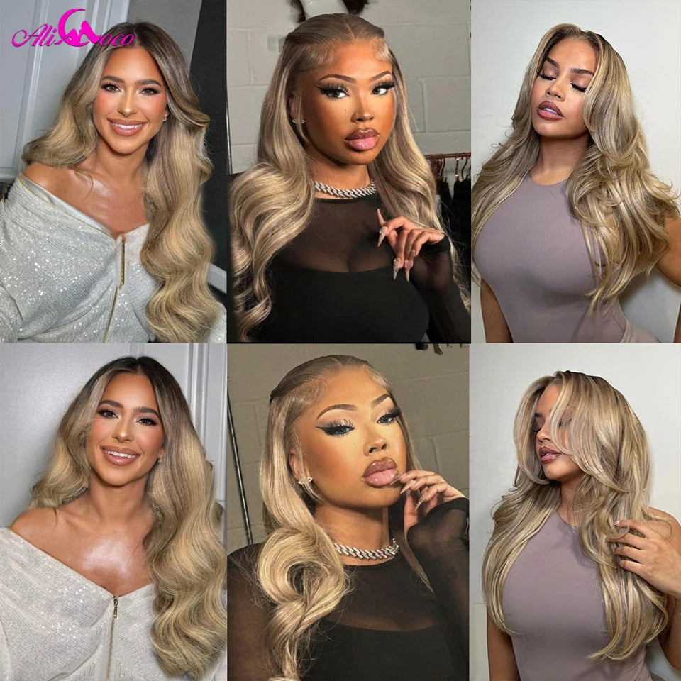 Ash Blonde Highlight Body Wave Wig