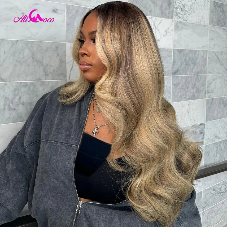 Ash Blonde Highlight Body Wave Wig