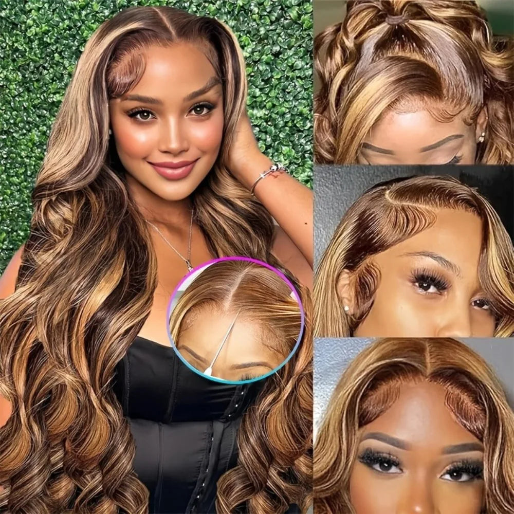 Honey Blonde Highlight Body Wave Wig