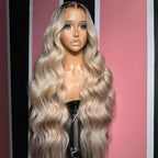 Ombre Ash Blonde Body Wave Wig — Rooted
