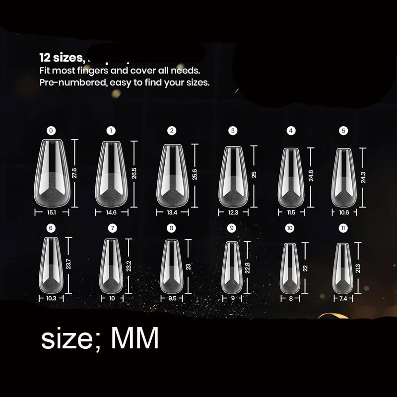 Clear Coffin Gel Nail Tips — 240 Piece