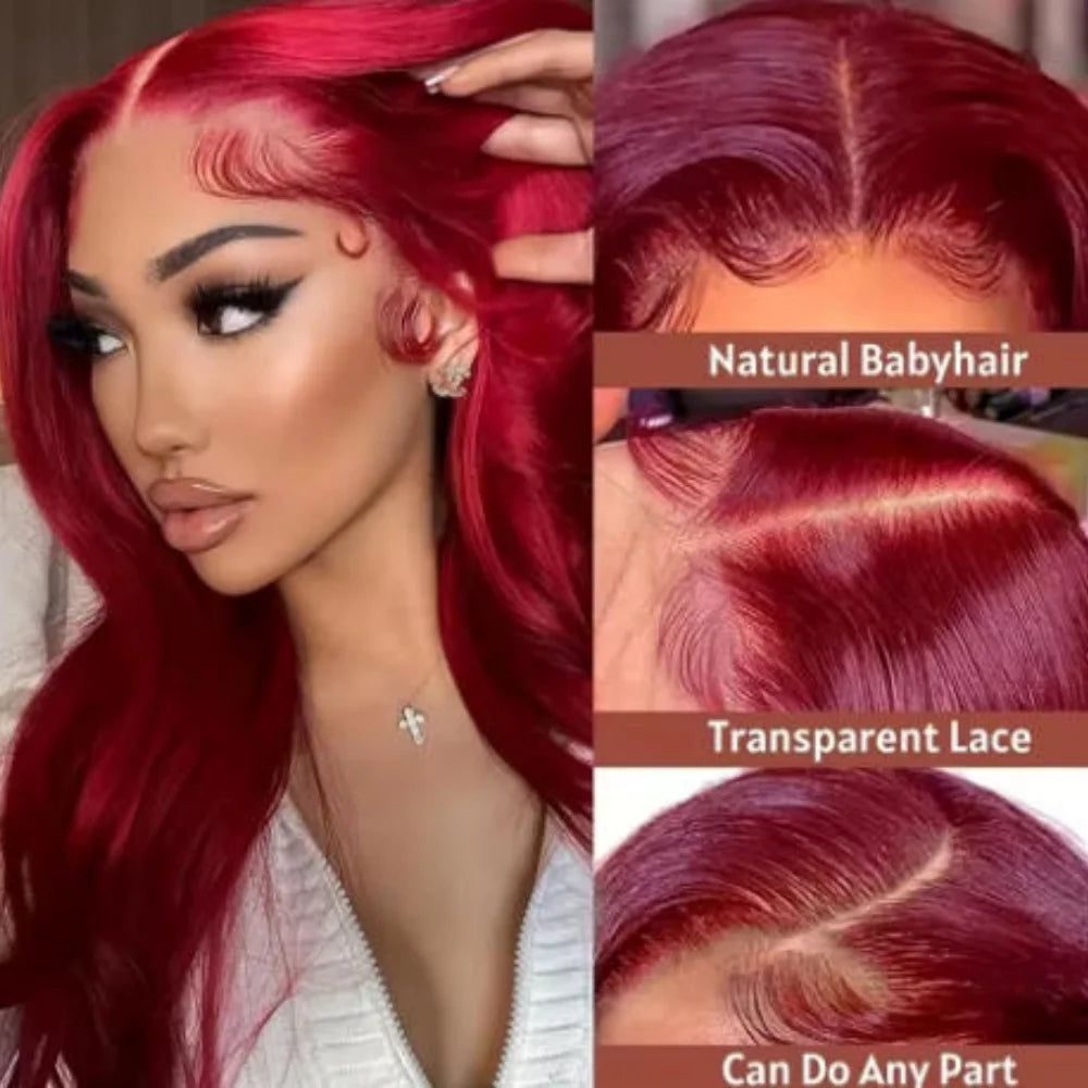 Burgundy 99J Straight Wig — 34 Inch