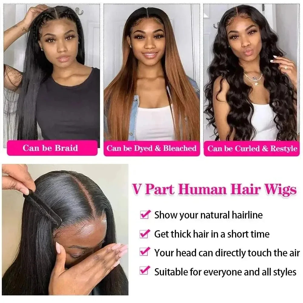 Straight V-Part Wig — Glueless