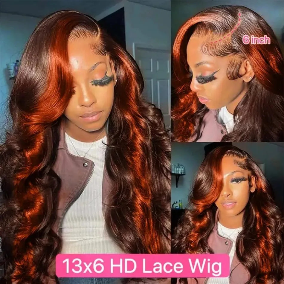 Ginger Highlight Body Wave Wig — 250% Density