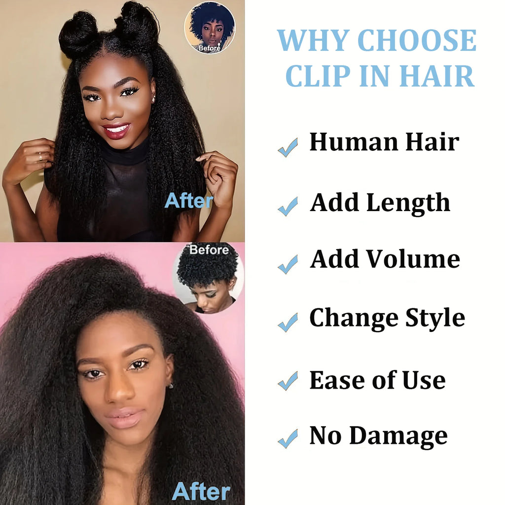 Kinky Straight Clip-In Extensions — 8 Piece