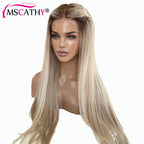 Ash Blonde Ombre Straight Wig — 250% Density
