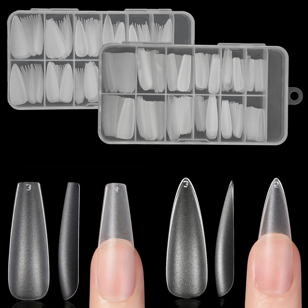 Matte Coffin & Stiletto Tips — 240 Piece