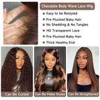 Chocolate Brown Body Wave Wig — 200% Density
