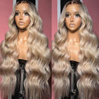 Ombre Ash Blonde Body Wave Wig — Rooted