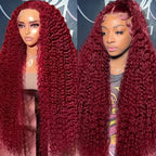 Burgundy 99J Deep Wave Wig — 200% Density