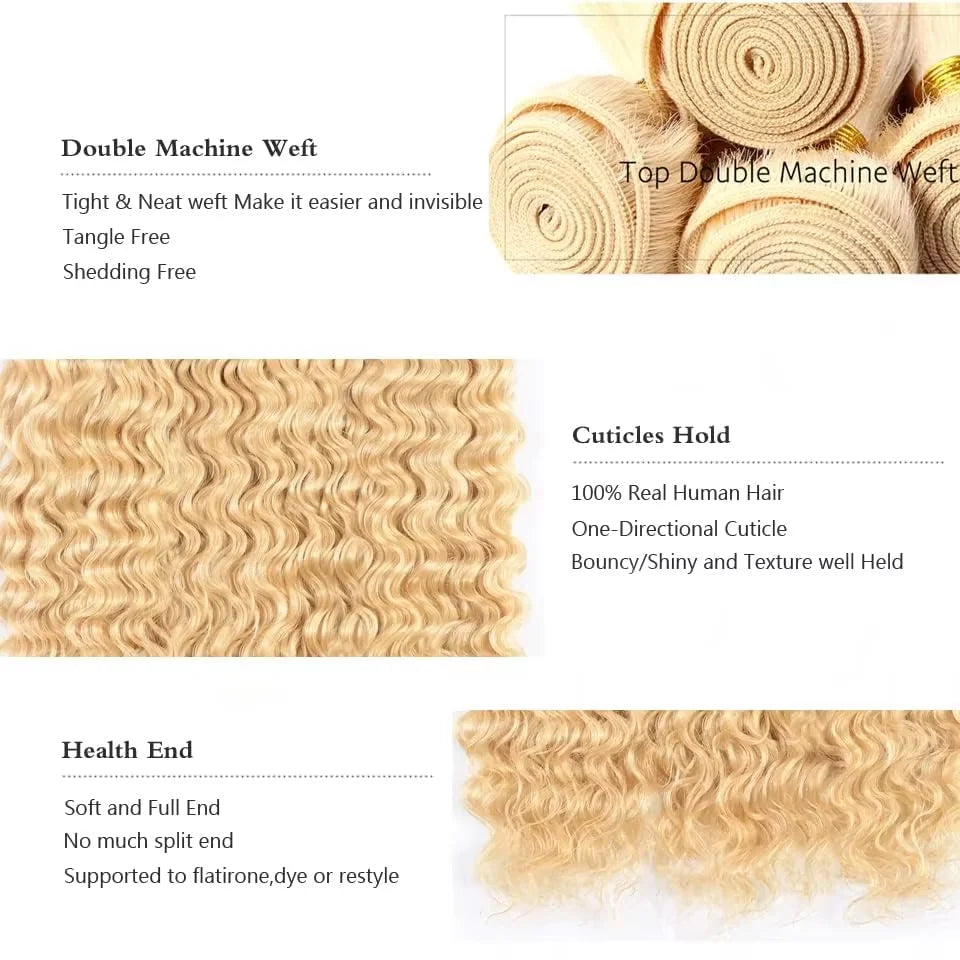 613 Blonde Deep Wave Bundles — Vietnamese Hair