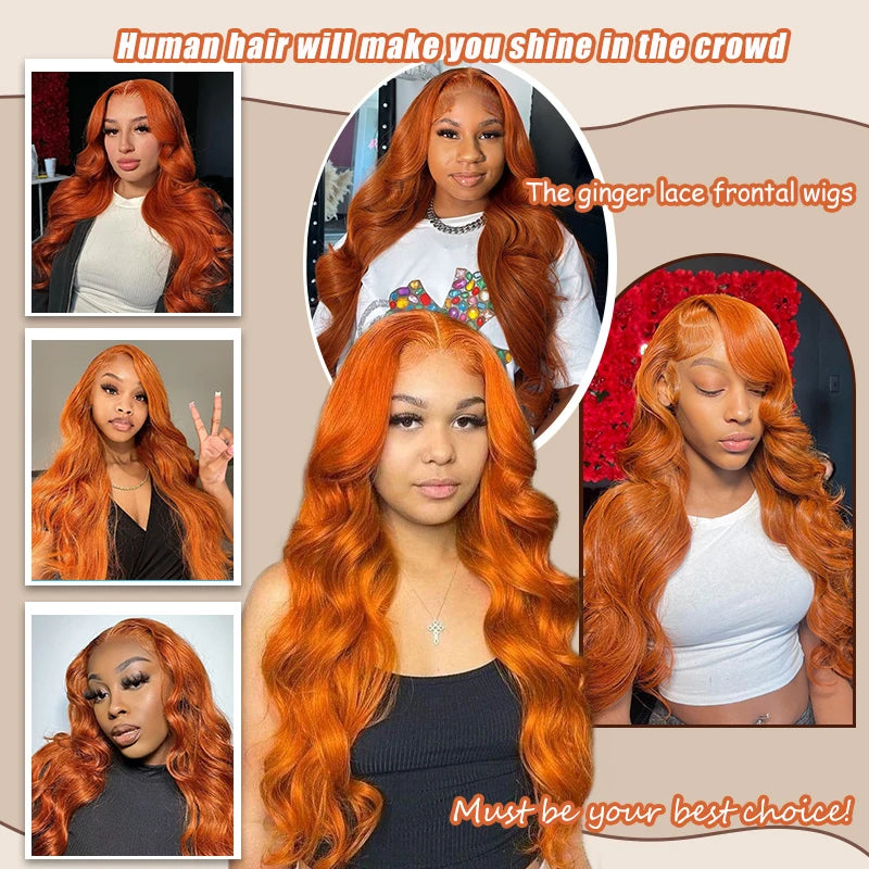 Ginger Orange Body Wave Wig — 200% Density