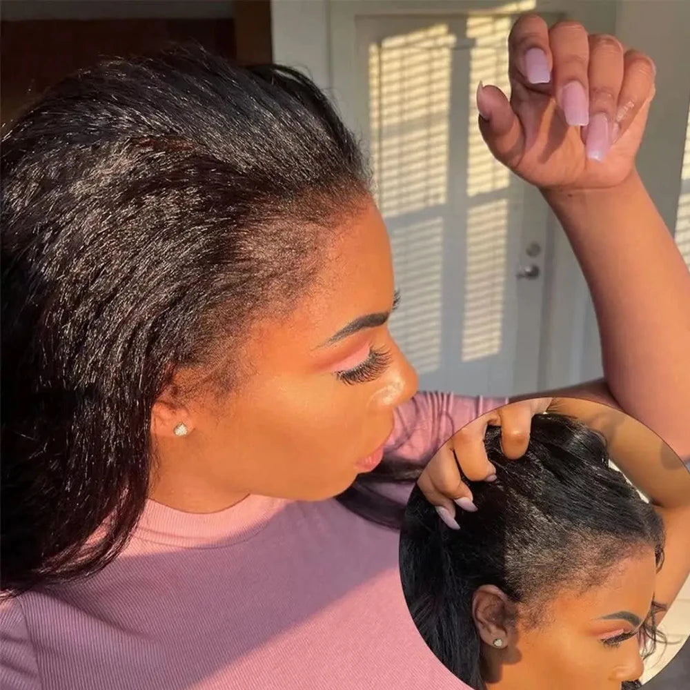 Kinky Straight Lace Front Wig — 100% Human Hair