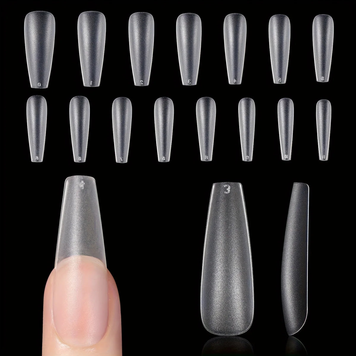 Matte Coffin & Stiletto Tips — 240 Piece