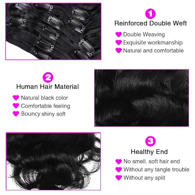 Body Wave Clip-In Extensions — 8 Piece Set