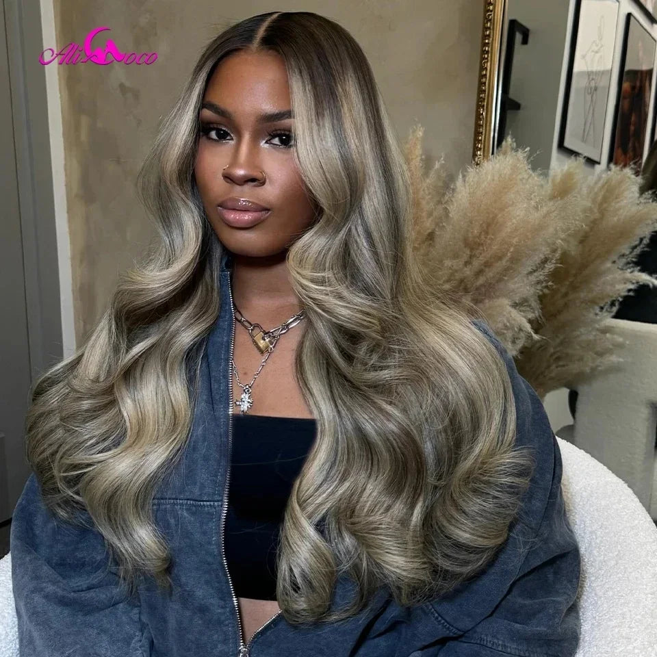Ash Blonde Highlight Body Wave Wig