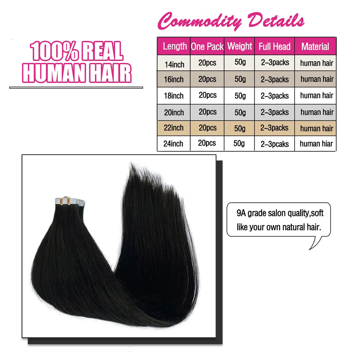 Seamless Straight Tape-In Extensions