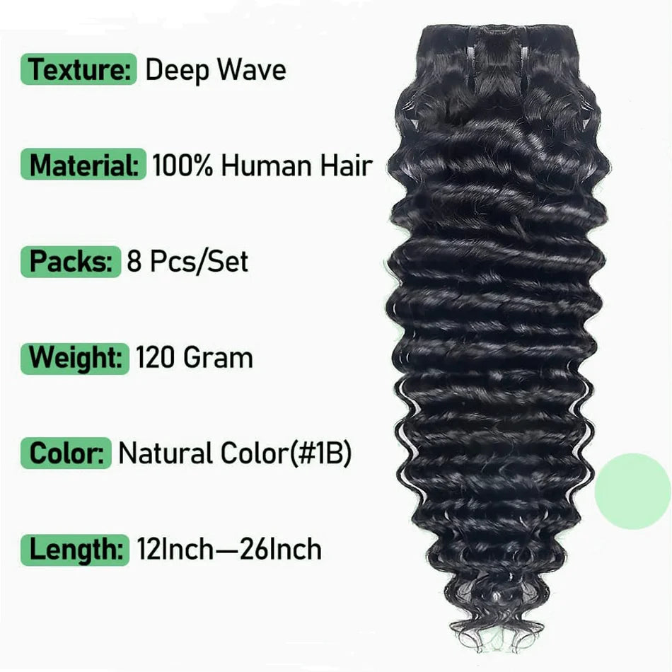 Deep Wave Clip-In Extensions — 8 Piece Set