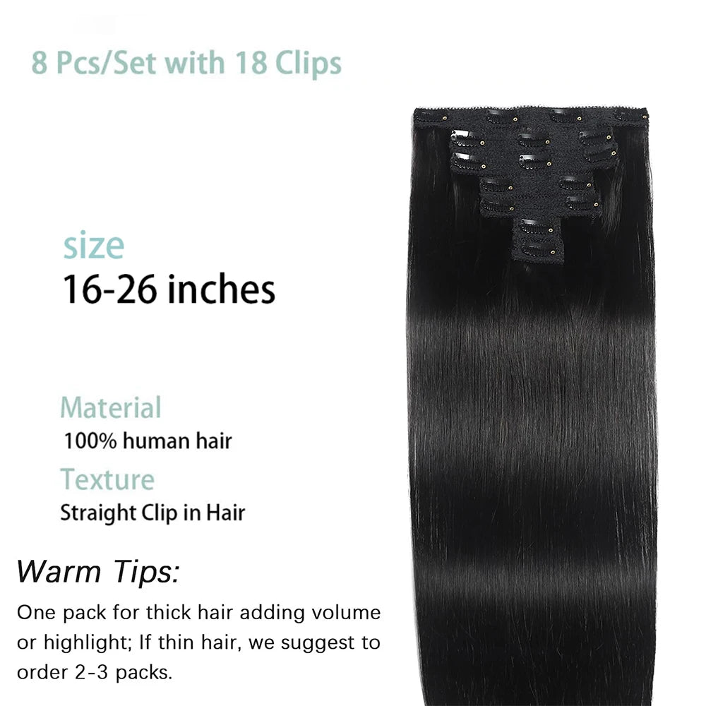 Straight Clip-In Extensions — 8 Piece Set