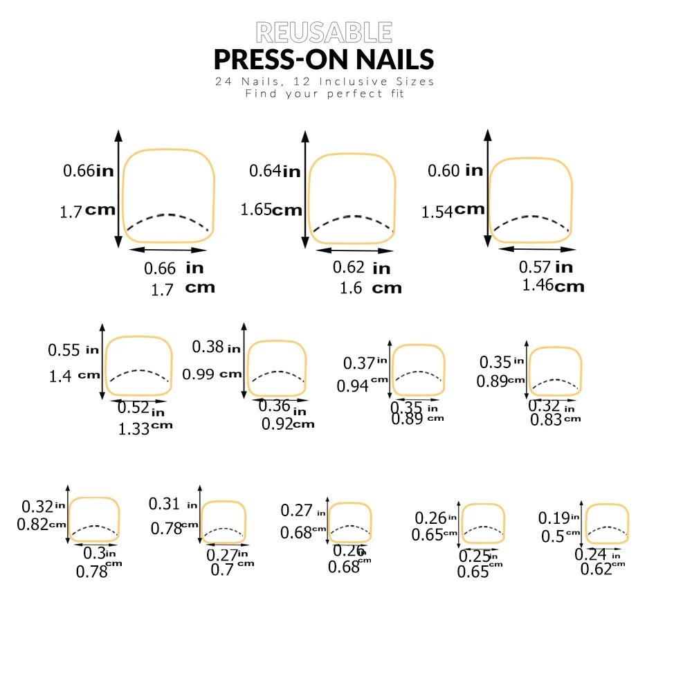 Short Square French Press-On Toenails