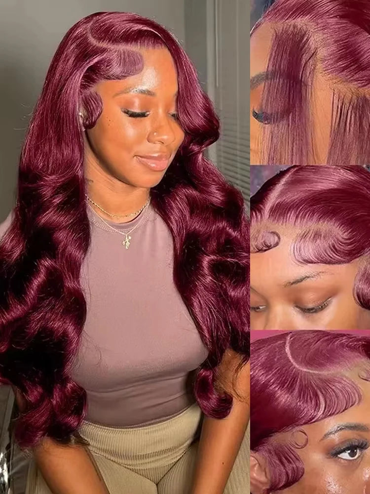 Burgundy 99J Body Wave Wig — 200% Density
