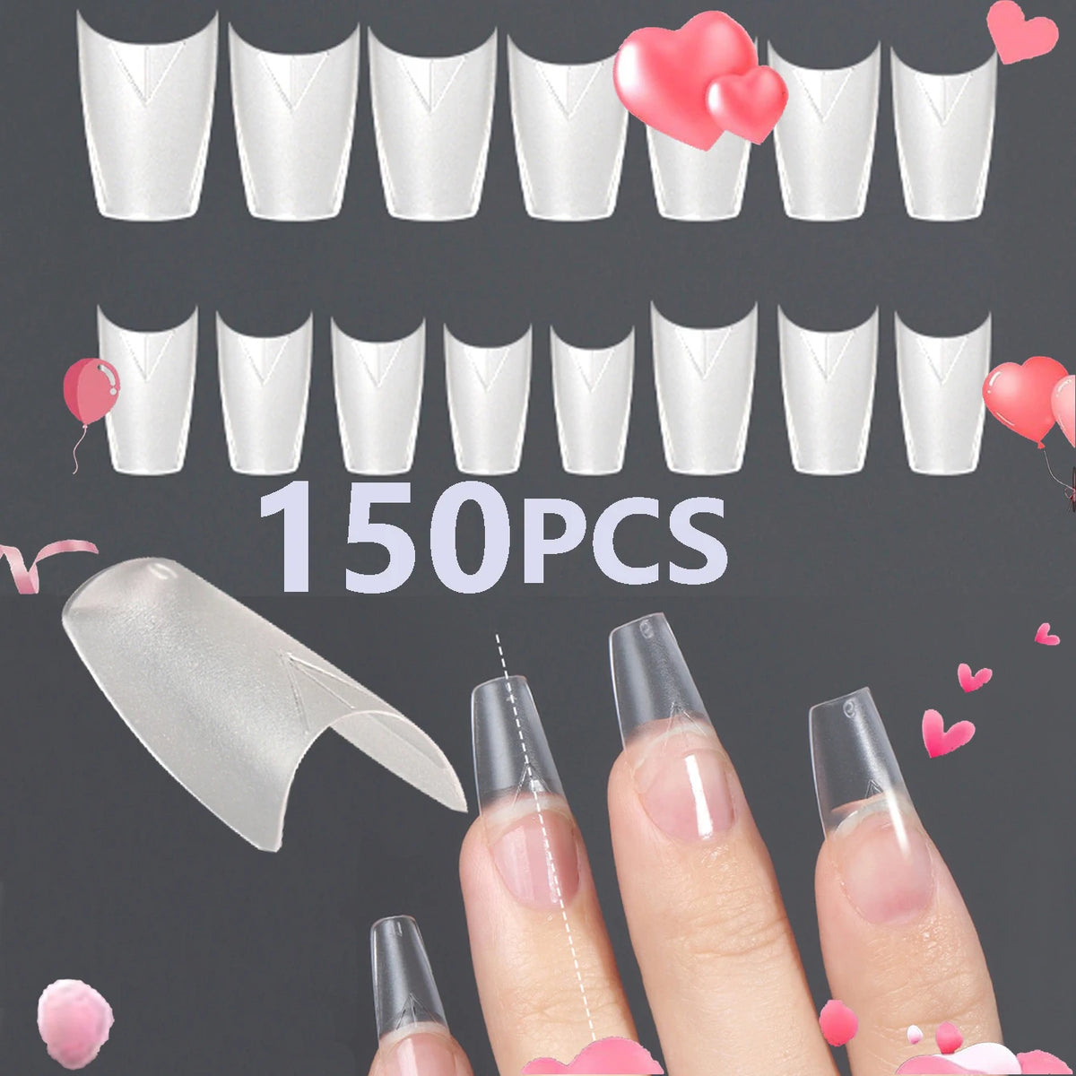 Clear Press-On Toenails with Glue Kit