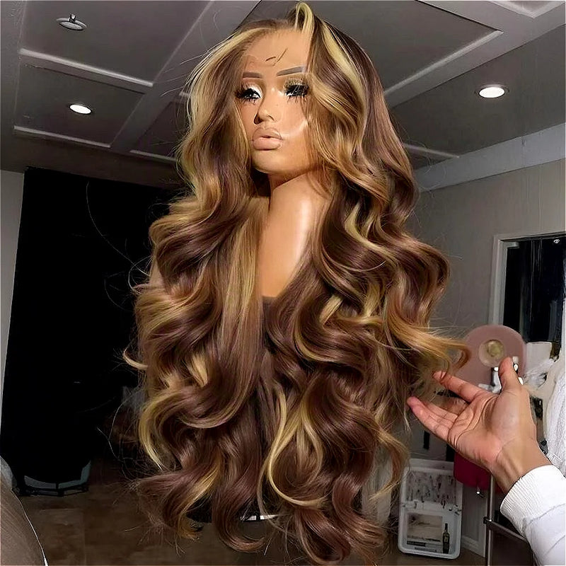 Honey Blonde Highlight Body Wave Wig