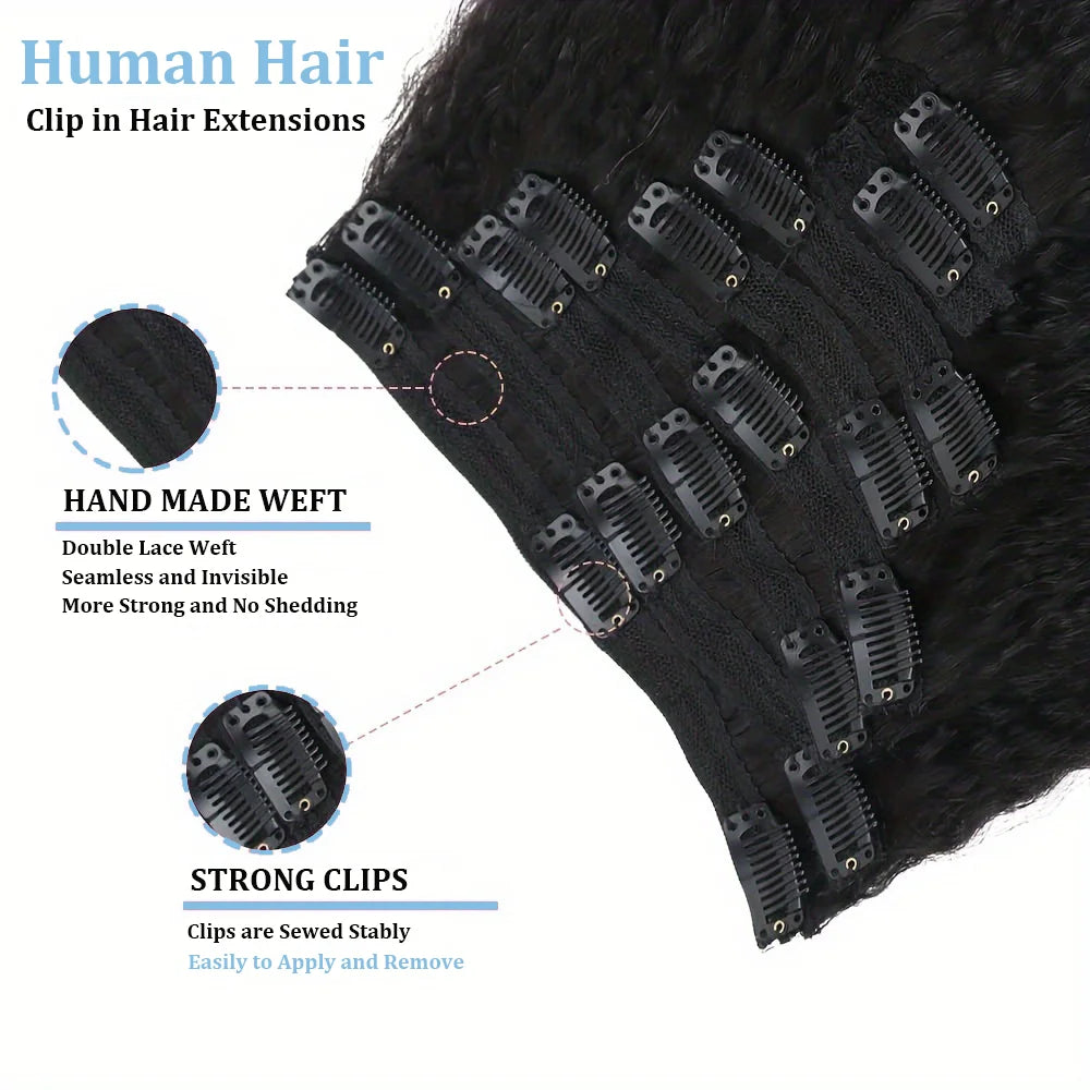 Kinky Straight Clip-In Extensions — 8 Piece